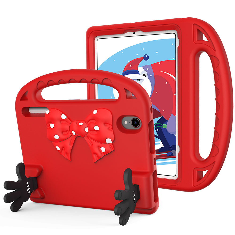 Apple Ipad 10.2 / 10.5 Inch Handle Case with Bow and Hands as Kickstand Red