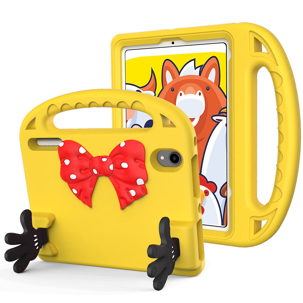 Apple Ipad Mini6 Handle Case with Bow and Hands as Kickstand Yellow