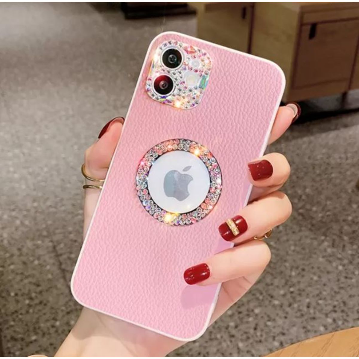 Iphone 13Pro (6.1Inch) Logo Diamond Matt Solid Case Pink