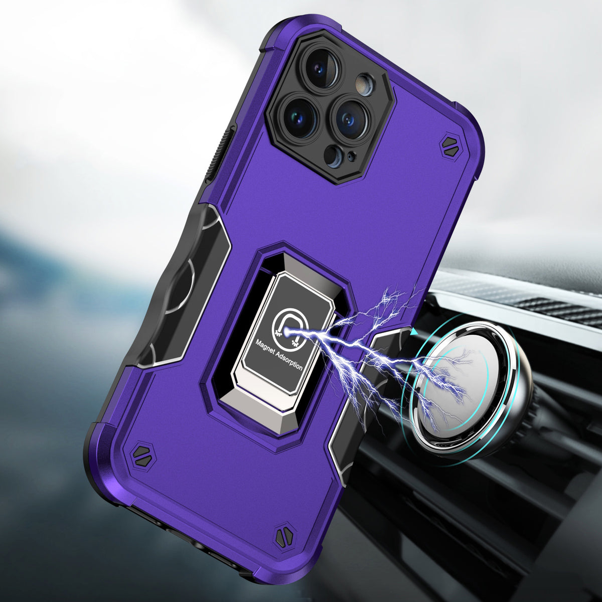 Iphone 11 (6.1Inch) Metal Magnetic Ring Case Purple