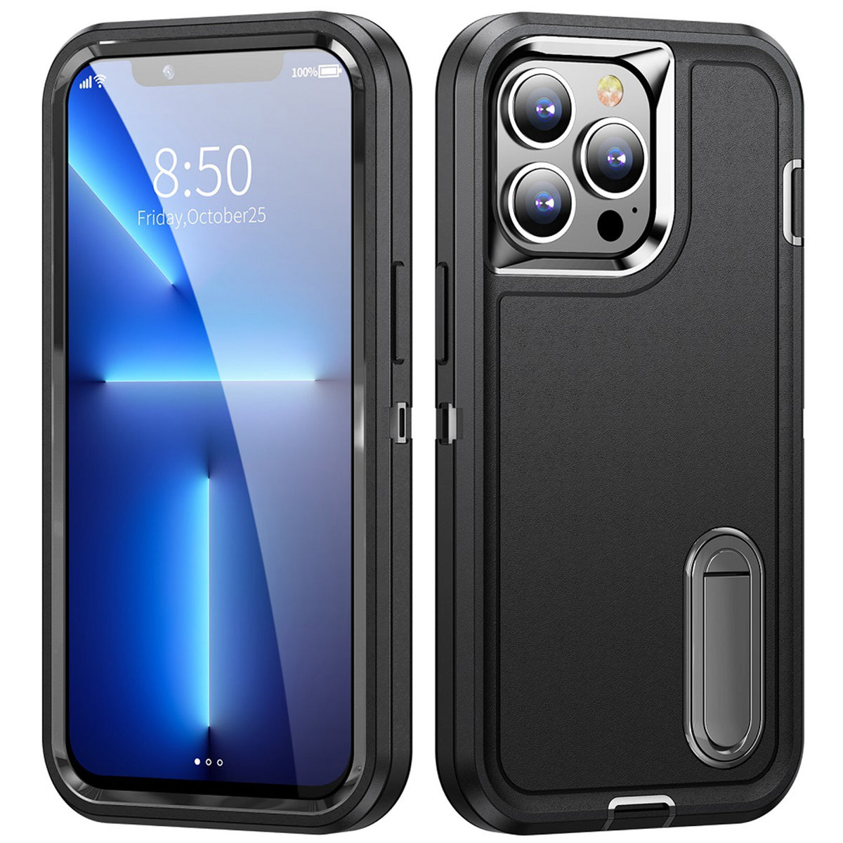 Iphone 7 / 8 / SE Tough Kickstand Case Black