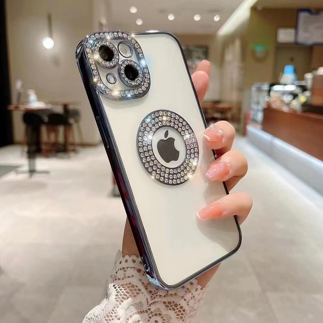 Iphone 14 Diamond Logo Circle and Camera Lens Case Black