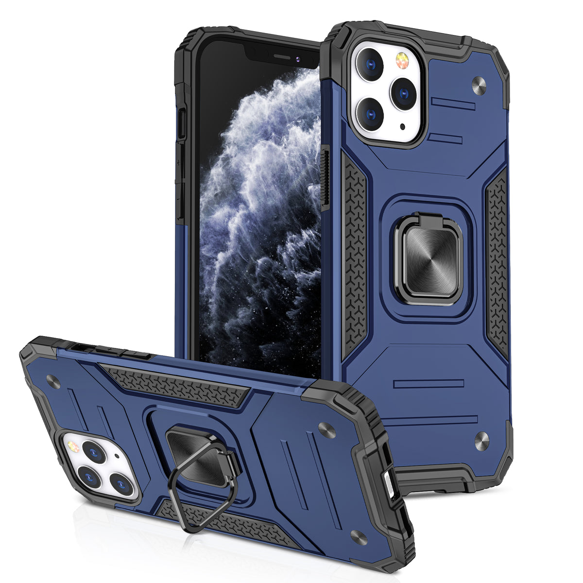 Iphone 14Max Square Ring Case Blue