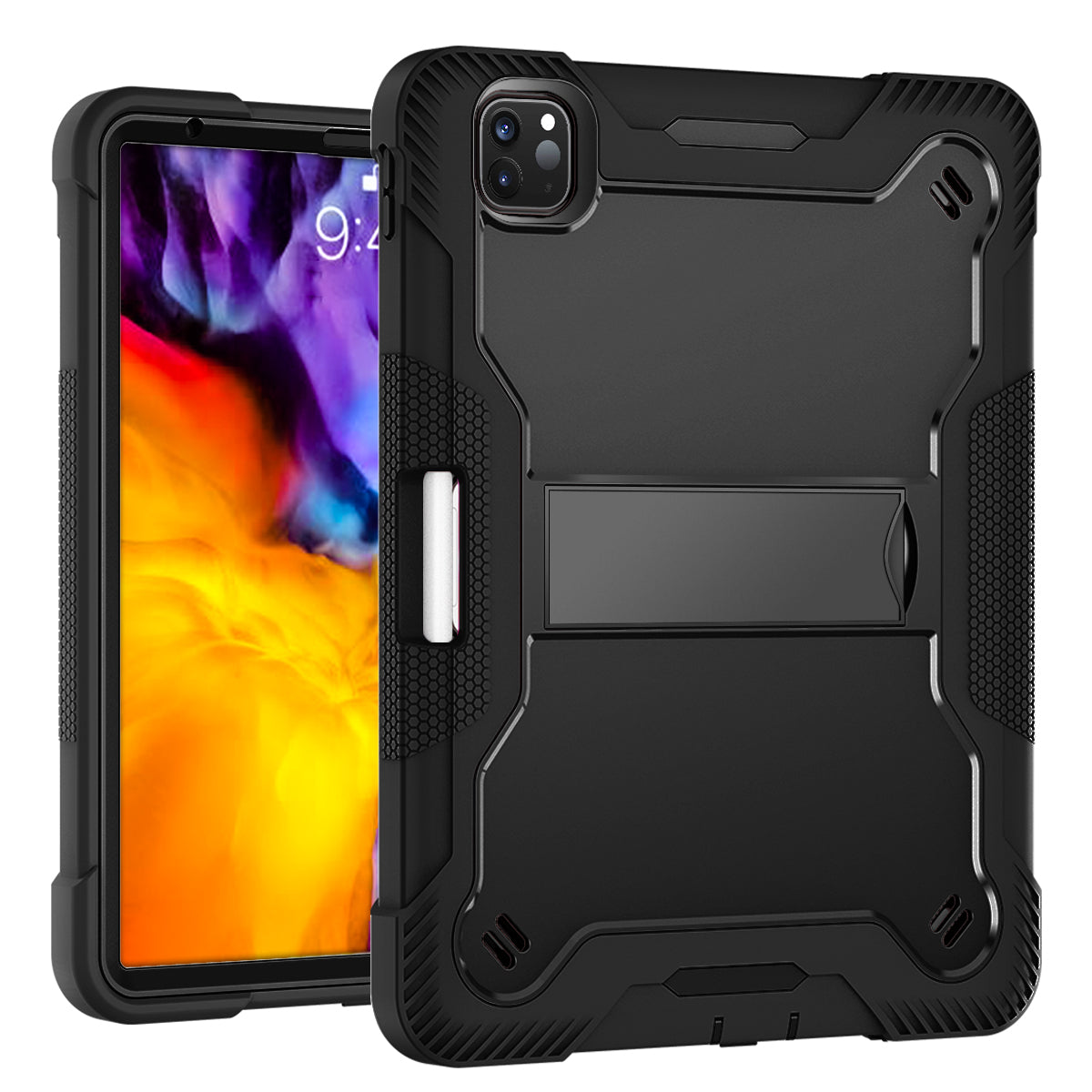 Ipad Pro 12.9 2020-2021 Tough Kickstand Type1 Case Black