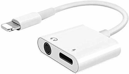 Dual Connector Lightning to 3.5MM headset White