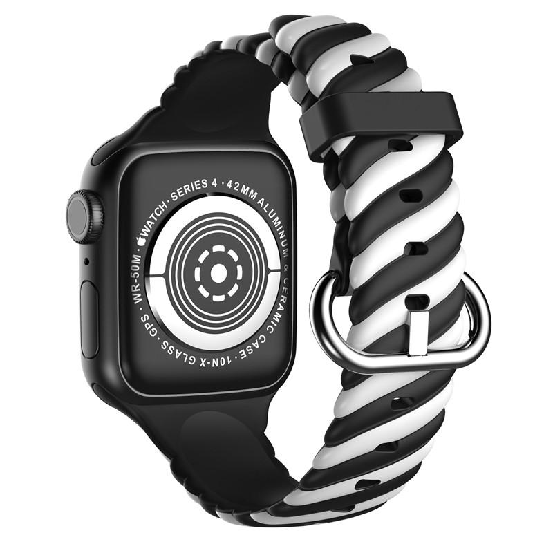 Apple Watchband 38mm / 40mm Silicon Braided White Black