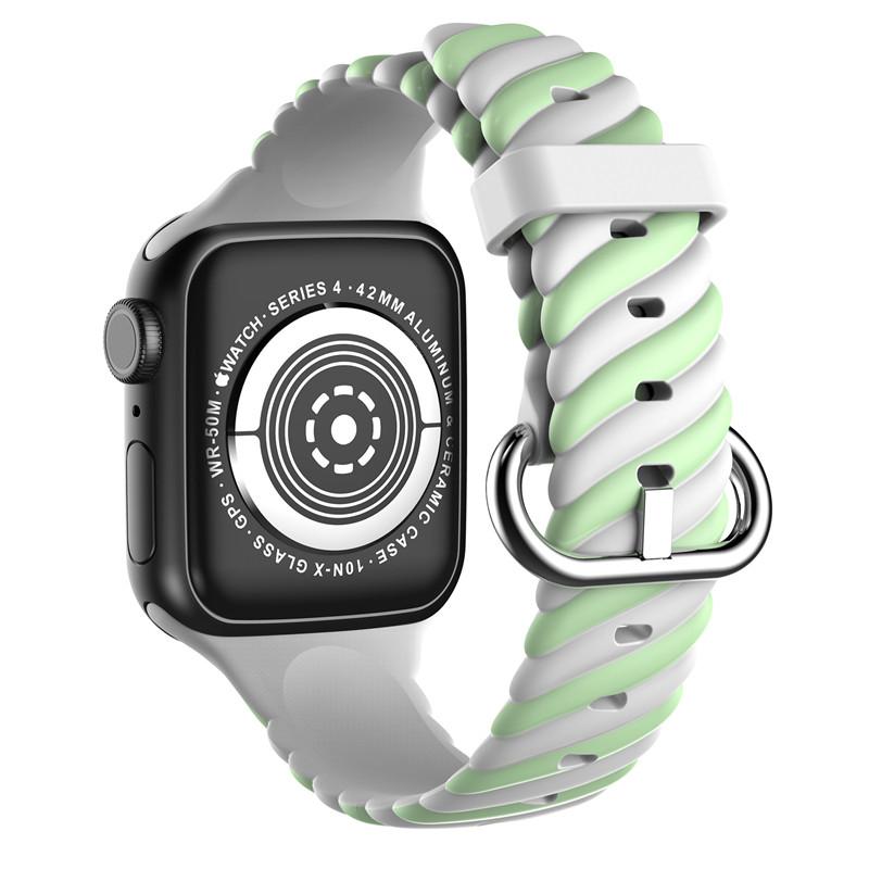 Apple Watchband 38mm / 40mm Silicon Braided White Green