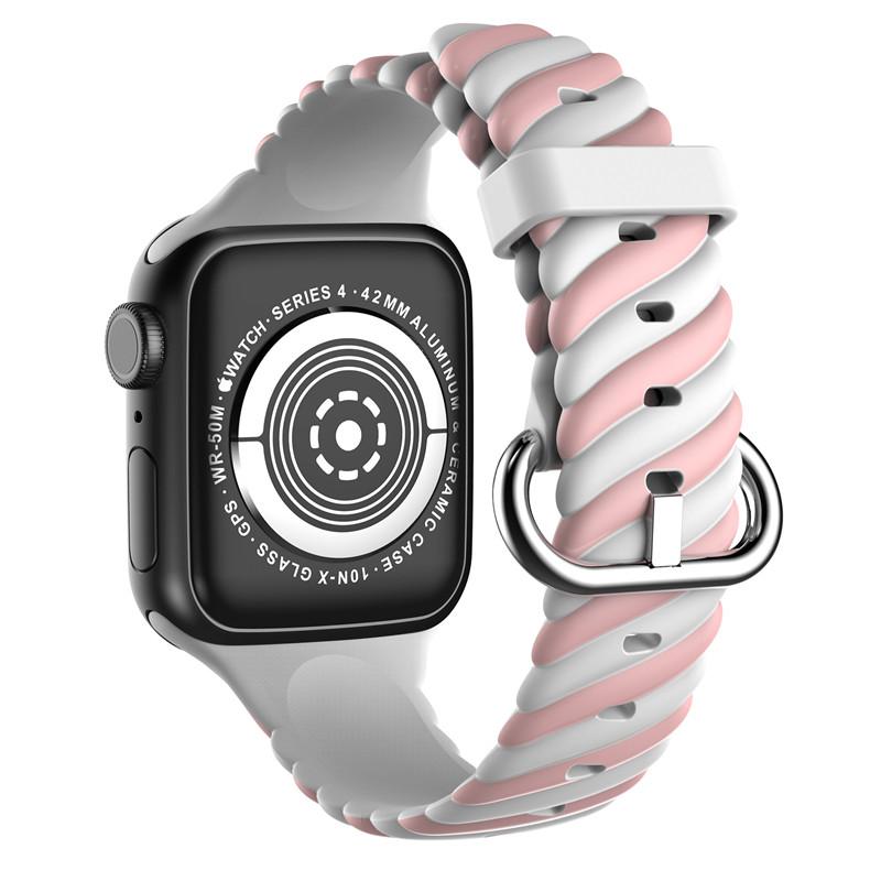 Apple Watchband 42mm / 44mm Silicon Braided White Pink