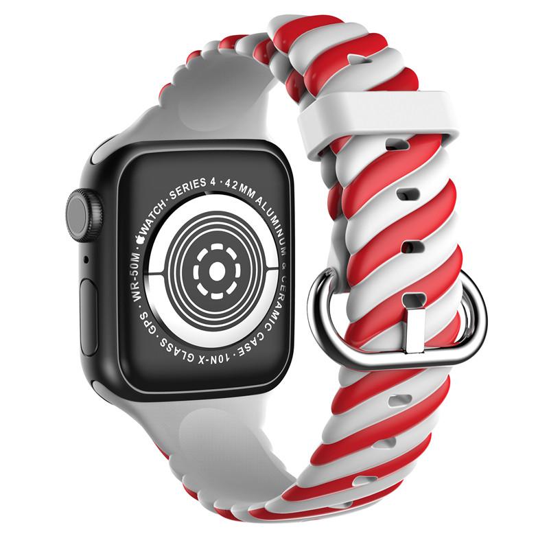 Apple Watchband 38mm / 40mm Silicon Braided White Red